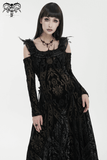 Off-Shoulder Gothic Semi-Transparent Dress With Pattern