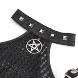 Off-Shoulder Halter Top With Pentagram And Buckle Straps