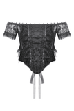Off-Shoulder Top with Ribbon Accents and Elegant Lace Trim