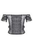 Off-Shoulder Top with Ribbon Accents and Elegant Lace Trim