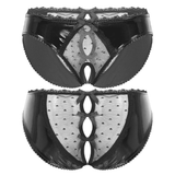 Patent Leather Panties with Bows and Open Crotch