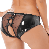 Patent Leather Panties with Bows and Open Crotch