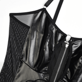 Patent Leather Mini Dress / Women's Erotic Black Lingerie / Night Dress on Zipper - EVE's SECRETS
