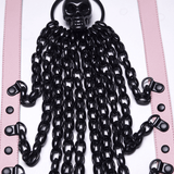 Pink Gothic Faux Leather Harness with Chains and Skull