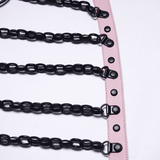 Pink Gothic Faux Leather Harness with Chains and Skull