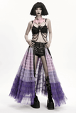 Pink Gothic Faux Leather Harness with Chains and Skull
