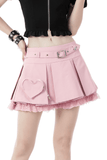 Pink Pleated Skirt with Lace and Heart Embellishments