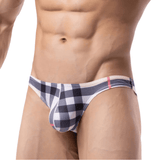 Plaid Men's Briefs - Comfort Fit Spandex Underwear in Beige