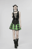 Plaid Skirt for Women with Lace Detailing and Snap Buttons