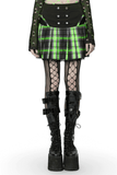 Plaid Skirt for Women with Lace Detailing and Snap Buttons