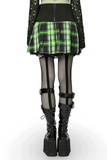 Plaid Skirt for Women with Lace Detailing and Snap Buttons