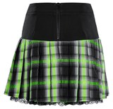 Plaid Skirt for Women with Lace Detailing and Snap Buttons