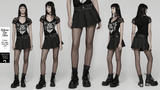 Pleated Gothic Mini Skirt with Metallic Hardware Accents