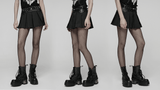 Pleated Gothic Mini Skirt with Metallic Hardware Accents