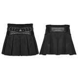 Pleated Gothic Mini Skirt with Metallic Hardware Accents