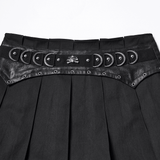Pleated Gothic Mini Skirt with Metallic Hardware Accents