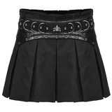 Pleated Gothic Mini Skirt with Metallic Hardware Accents