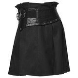 Pleated Gothic Mini Skirt with Metallic Hardware Accents