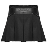 Pleated Gothic Mini Skirt with Metallic Hardware Accents