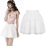 Pleated Mini Skirt with Pink Bows - Sweet Lolita Style