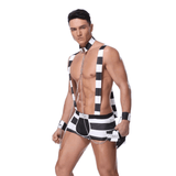Prisoner Costume for Male / Black and White Aparel for Sex Game