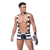 Prisoner Costume for Male / Black and White Aparel for Sex Game