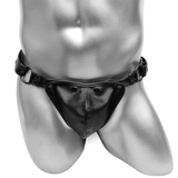 PU Leather Men's Underwear / Sexy Black Lingerie with Rivets