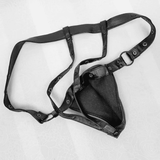 PU Leather Men's Underwear / Sexy Black Lingerie with Rivet - EVE's SECRETS
