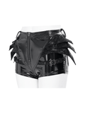 Punk Bat Wing Zip Front High Waist Alternative Shorts