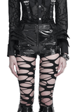 Punk Bat Wing Zip Front High Waist Alternative Shorts