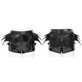 Punk Bat Wing Zip Front High Waist Alternative Shorts