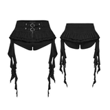 Punk Black Buckle Skort with Ruffled Strap Detail