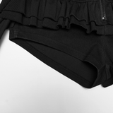 Punk Black Buckle Skort with Ruffled Strap Detail