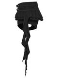 Punk Black Buckle Skort with Ruffled Strap Detail