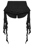 Punk Black Buckle Skort with Ruffled Strap Detail