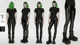 Punk Black Vegan Leather Leggings with Side Lacing Up