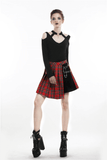 Punk-Chic Asymmetric Plaid Mini Skirt for Women