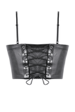 Punk Corset Top with Buckle Straps and Lace-Up Front