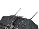 Punk Corset Top with Buckle Straps and Lace-Up Front