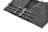 Punk Corset Top with Buckle Straps and Lace-Up Front