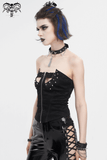 Punk Corset Top with Front Zipper and Lace-Up Back