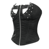 Punk Corset Top with Front Zipper and Lace-Up Back