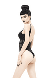 Punk Cutout One-Piece Swimsuit: Black Zipper Suit