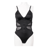 Punk Cutout One-Piece Swimsuit: Black Zipper Suit