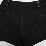 Punk Denim Shorts with Removable Bag and Leg Straps