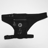 Punk Denim Shorts with Removable Bag and Leg Straps