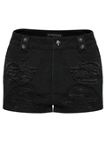 Punk Denim Shorts with Removable Bag and Leg Straps