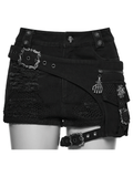 Punk Denim Shorts with Removable Bag and Leg Straps