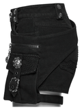 Punk Denim Shorts with Removable Bag and Leg Straps
