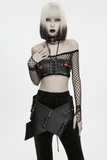 Punk Devil Eye Faux Leather Lace Up Bra Crop Top
